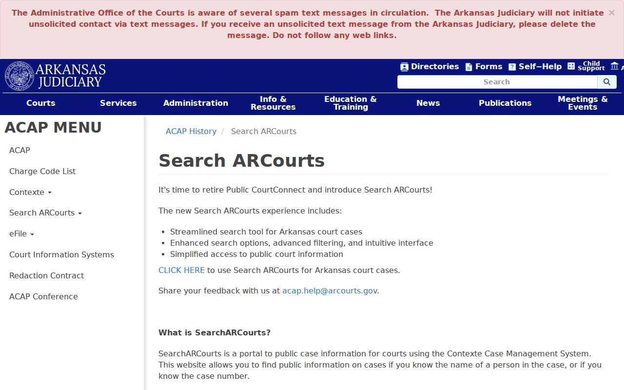 White County court case lookup access information in Search ARCourts